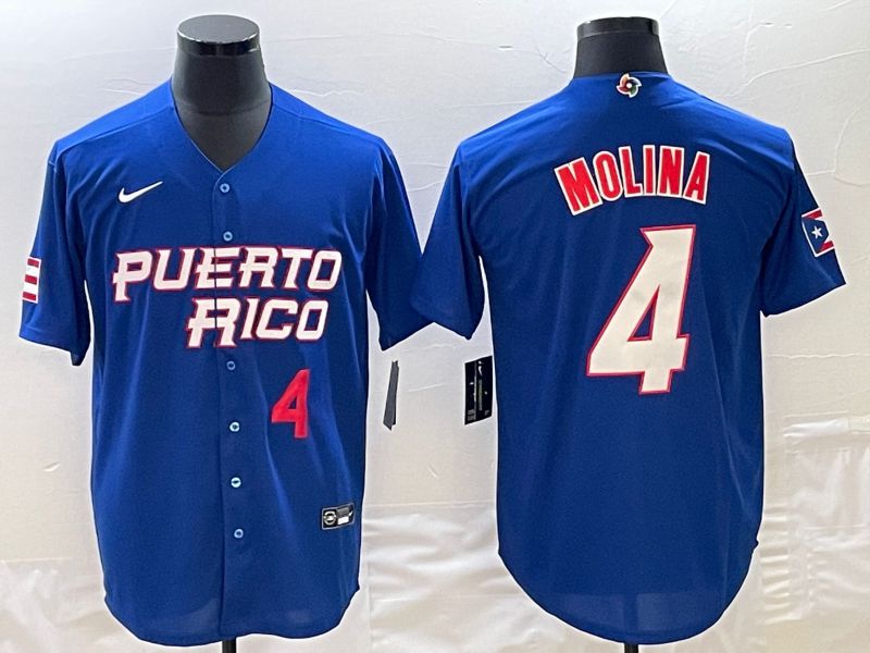 Men 2023 World Cub Puerto Rico #4 Molina Blue Nike MLB Jersey9